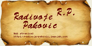 Radivoje Paković vizit kartica